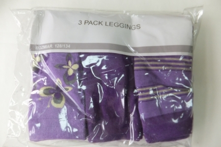 Леггинсы, упаковка 3шт, с бабочками фиолетовые
