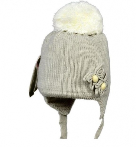 BARBARAS Зимняя шапка для девочки с бантом бежевая
