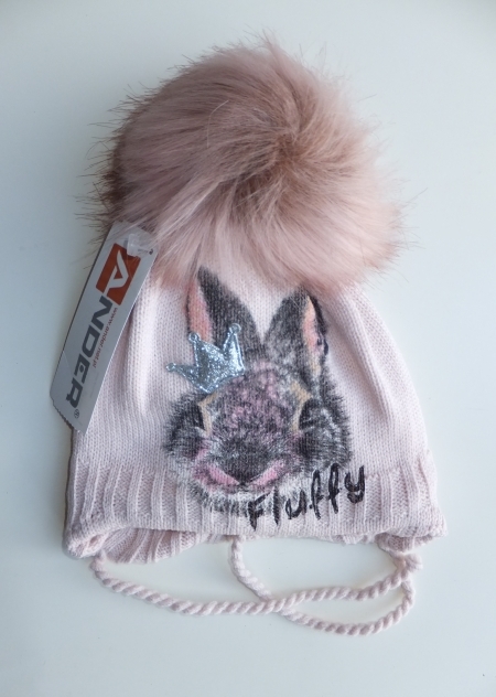 Ander, Зимняя шапка Fluffy, серо-розовая