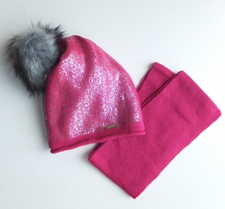 Ander, Зимний комплект шапка и шарф-хомут малиновый
