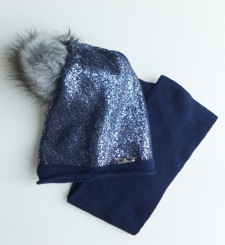 Ander, Зимний комплект шапка и шарф-хомут синий