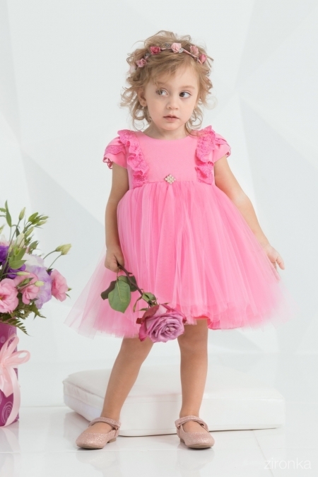 Zironka Нарядное розовое платье с рюшами