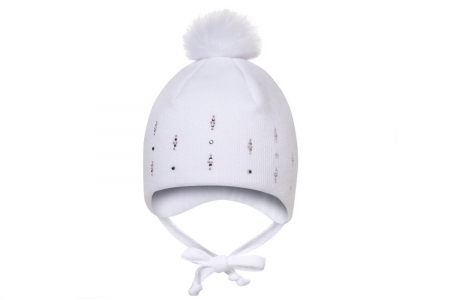 BROEL Зимняя шапка со стразами и бубоном, белая