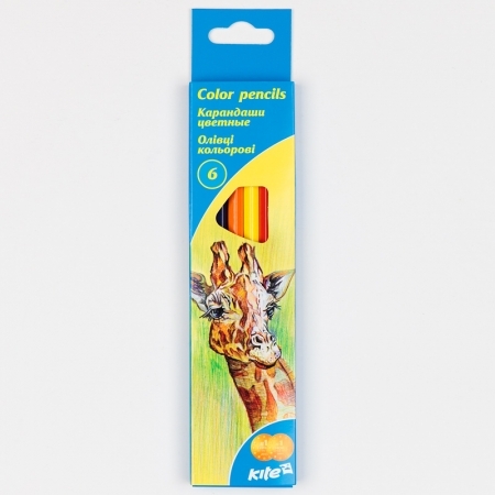 Олівці 6 кольорів Kite с жирафом