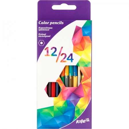 Олівці 12 кольорів двосторонні Kite