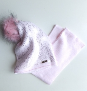 Ander Зимний комплект шапка и шарф-хомут розовый