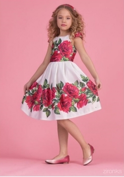 Zironka Платье атласное с крупными цветами