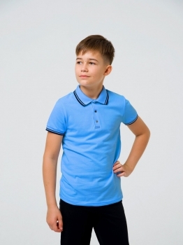 Smil Футболка-поло для мальчика  синяя с полосками на воротнике